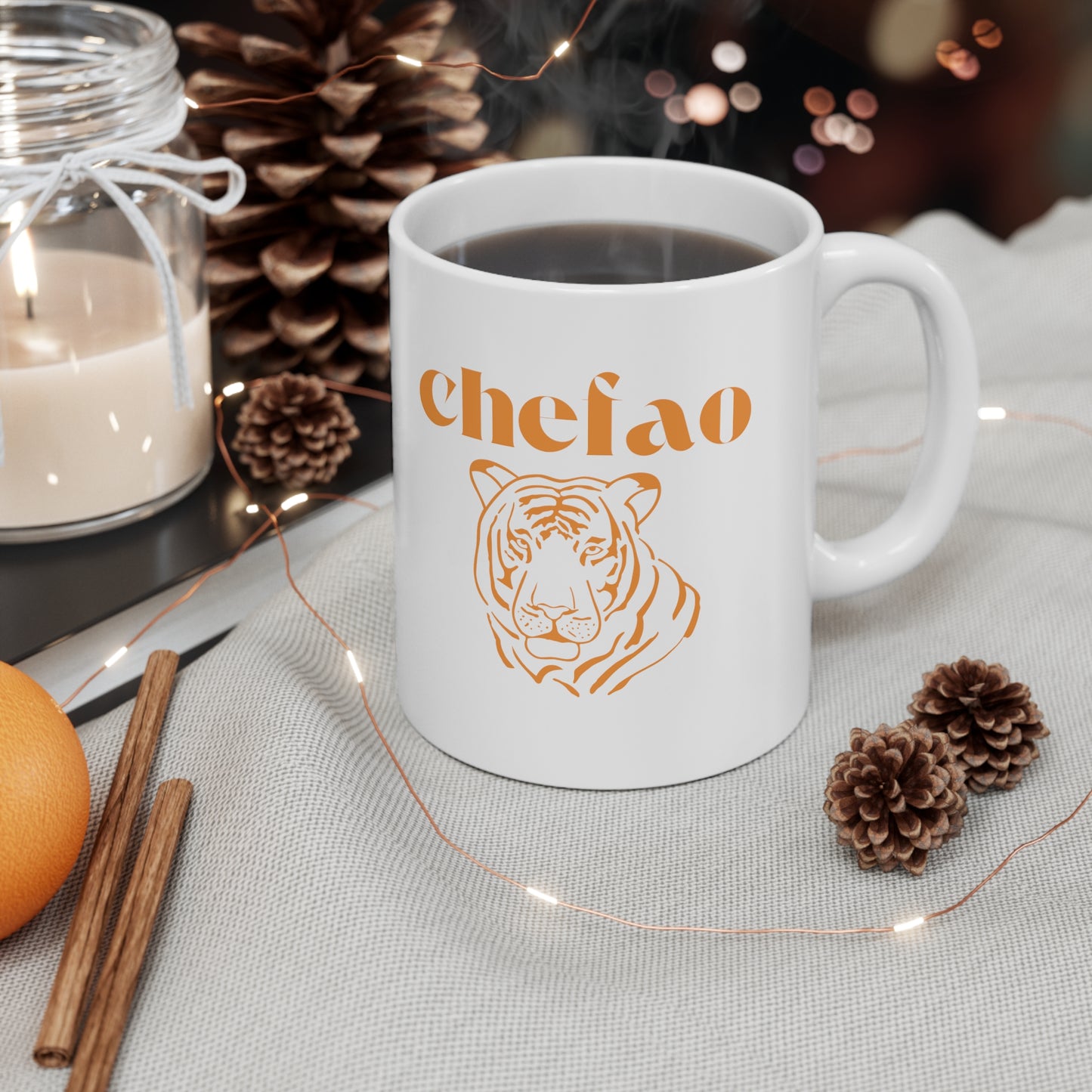 Chefao Tiger I, White Coffee Mug, 11oz