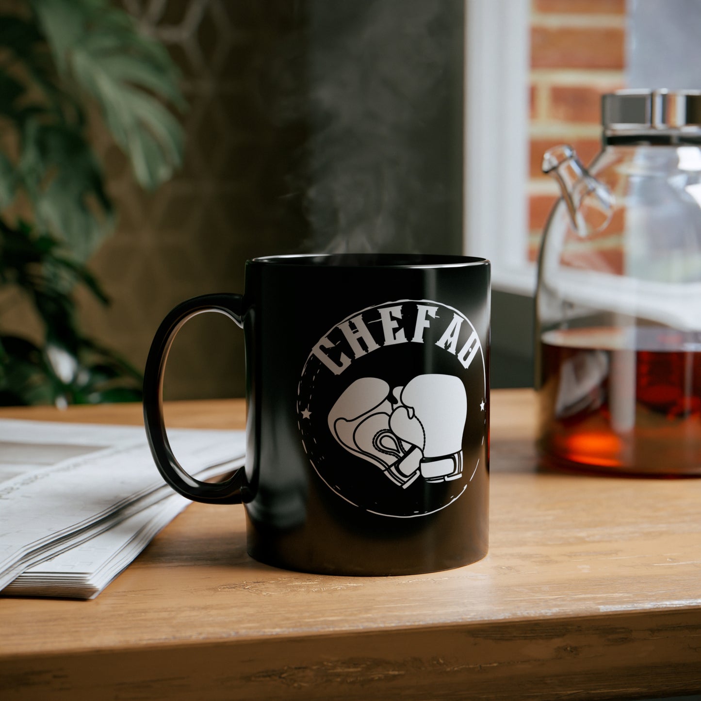 Chefao Boxing I, Black Coffee Mug, 11oz