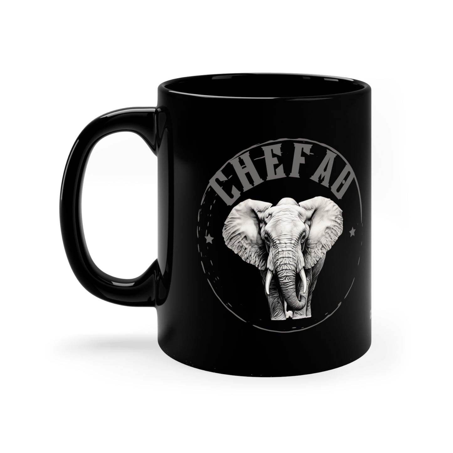 Chefao Elephant I, Black Coffee Mug, 11oz