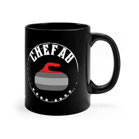 Chefao Curling I, Black Coffee Mug, 11oz