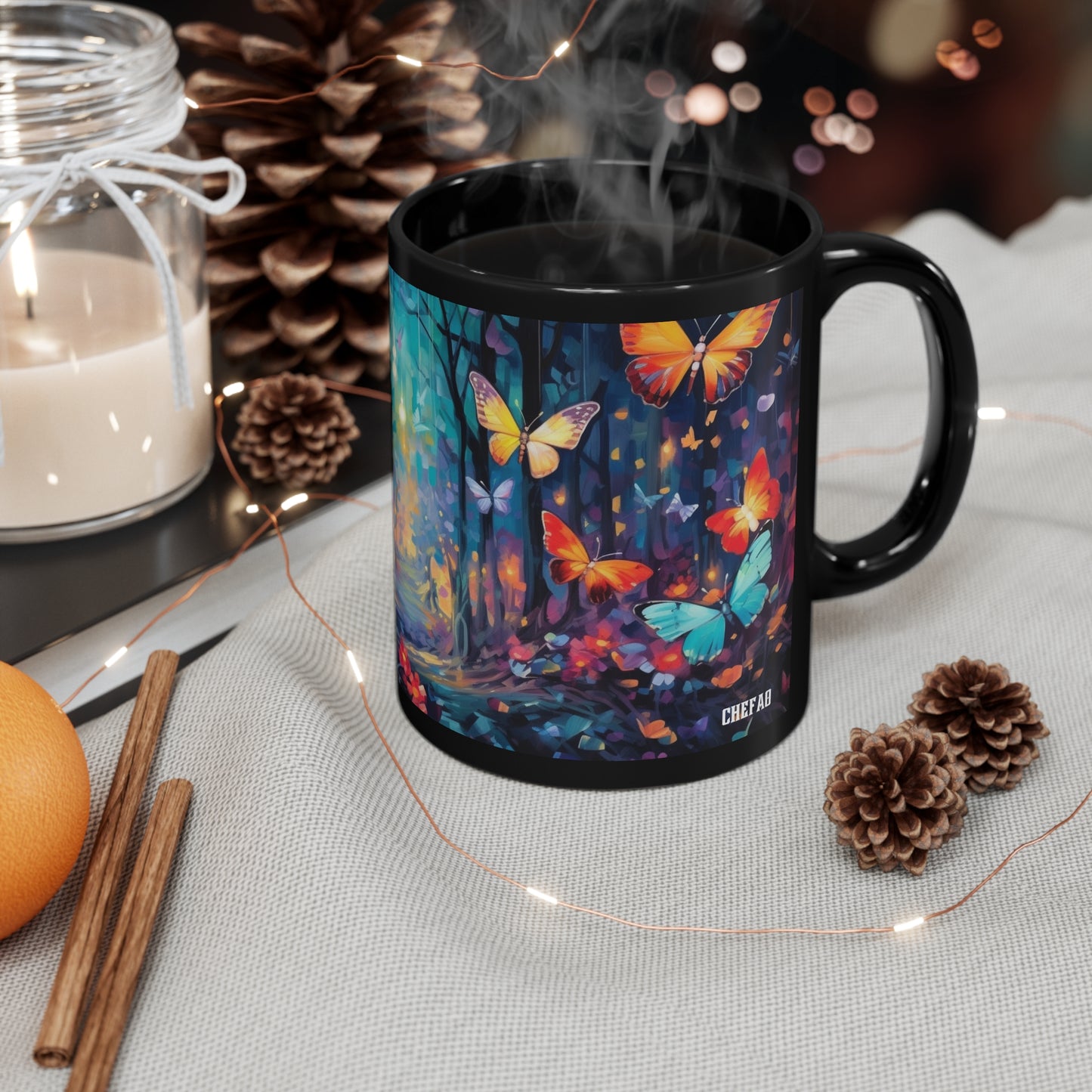 Colorful Butterflies, 11oz Black Coffee Mug