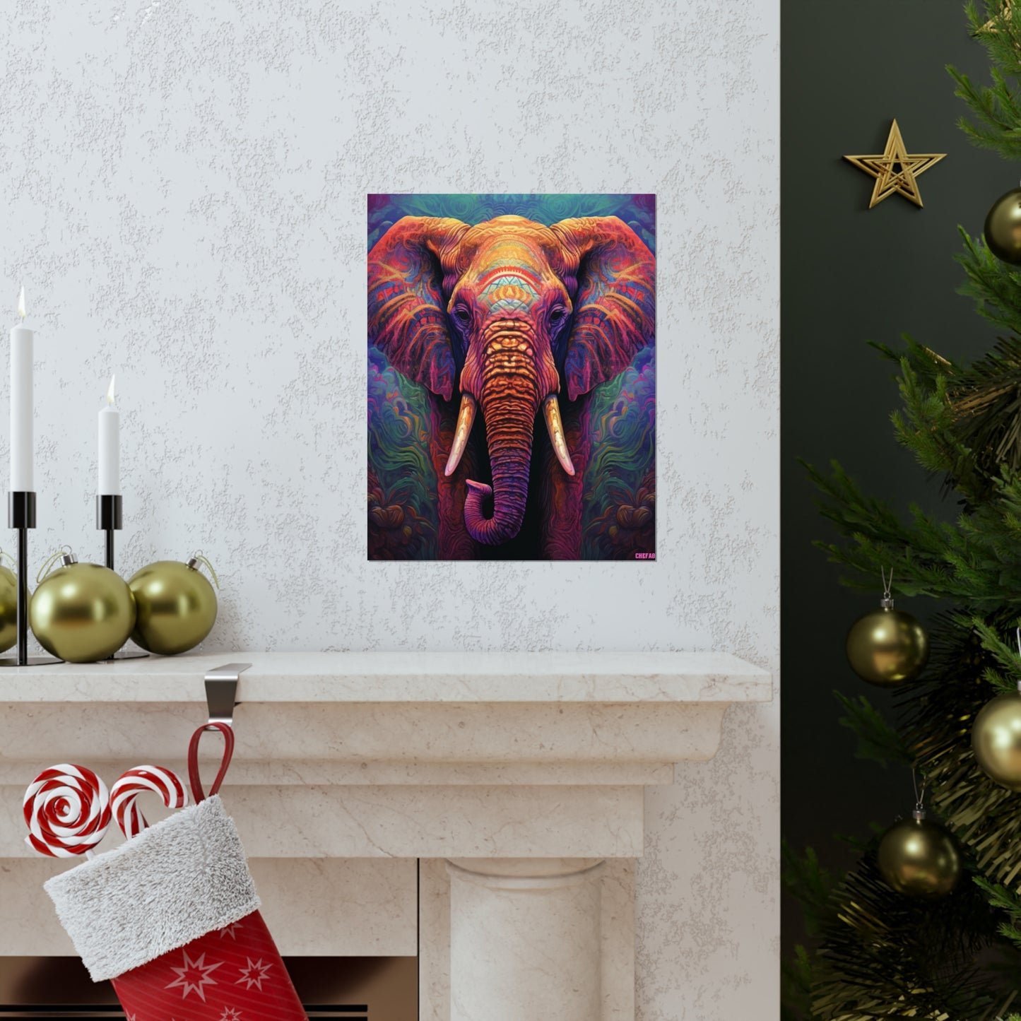 Festive Elephant, Premium Matte Vertical Posters