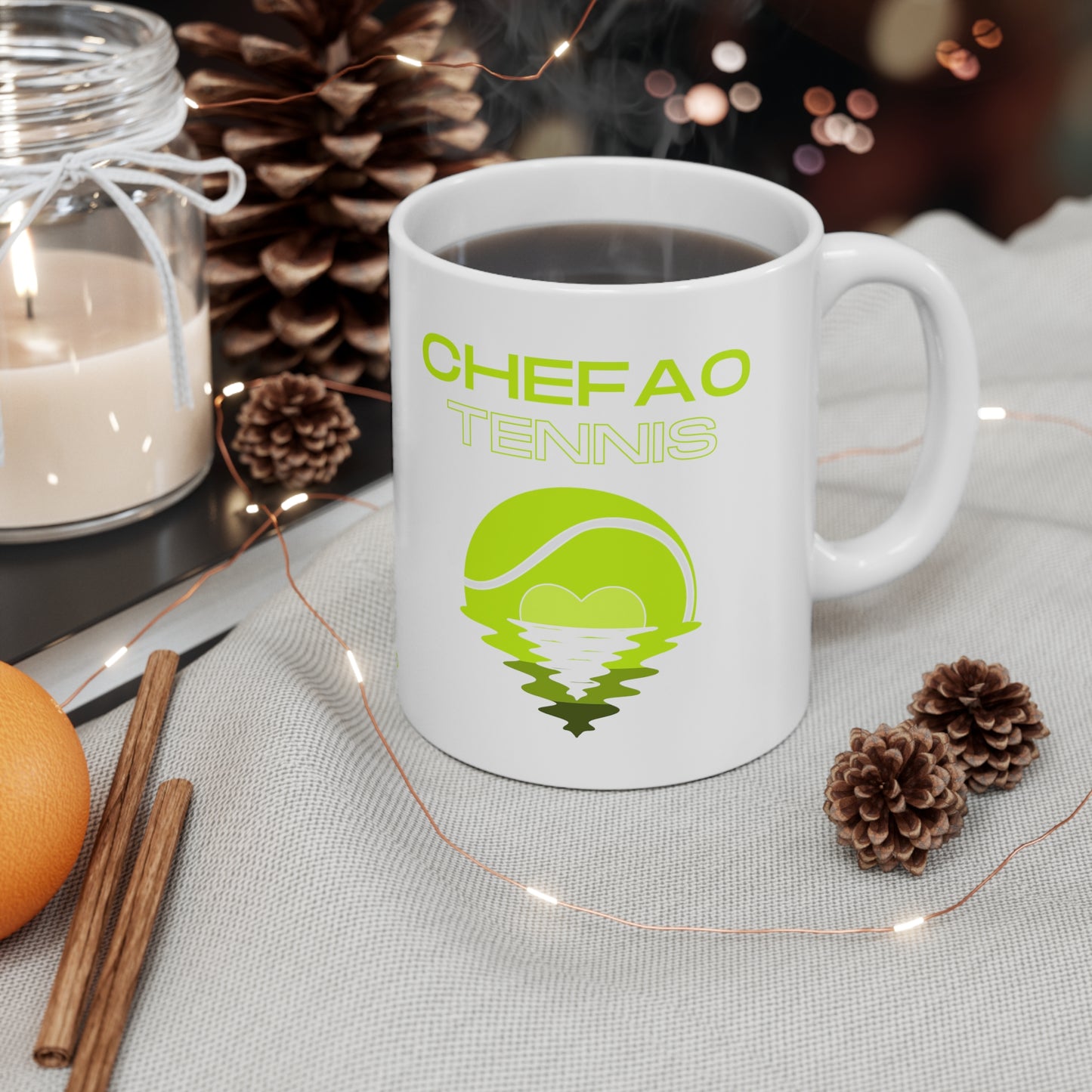 Chefao Tennis X, White Coffee Mug, 11oz