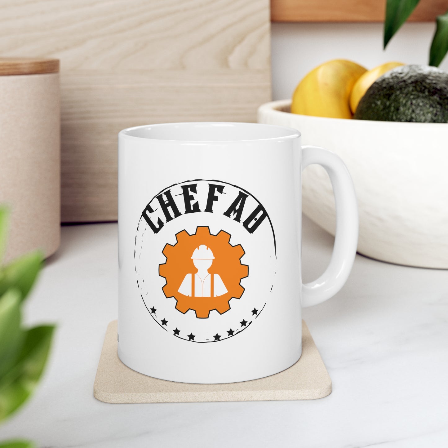 Chefao Construction I, White Coffee Mug, 11oz