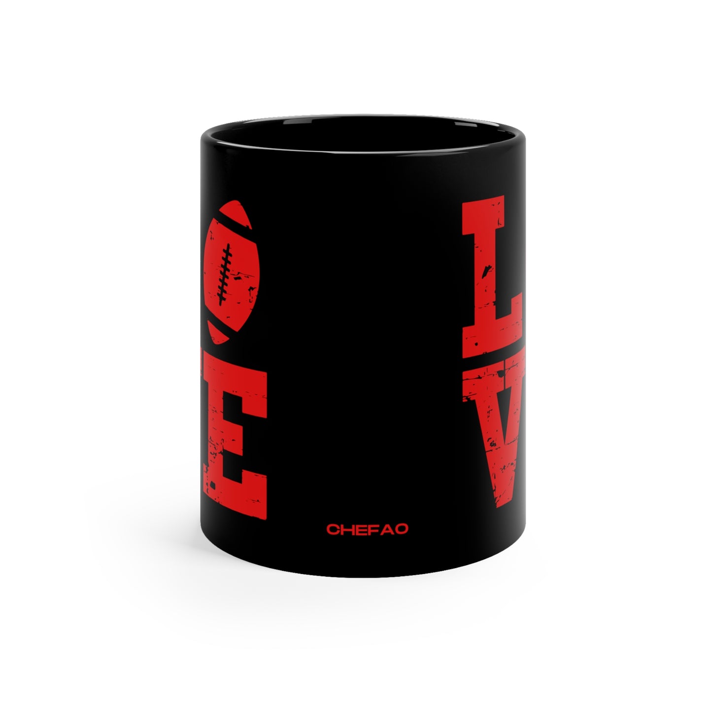 Chefao Love Football I, Black Coffee Mug, 11oz