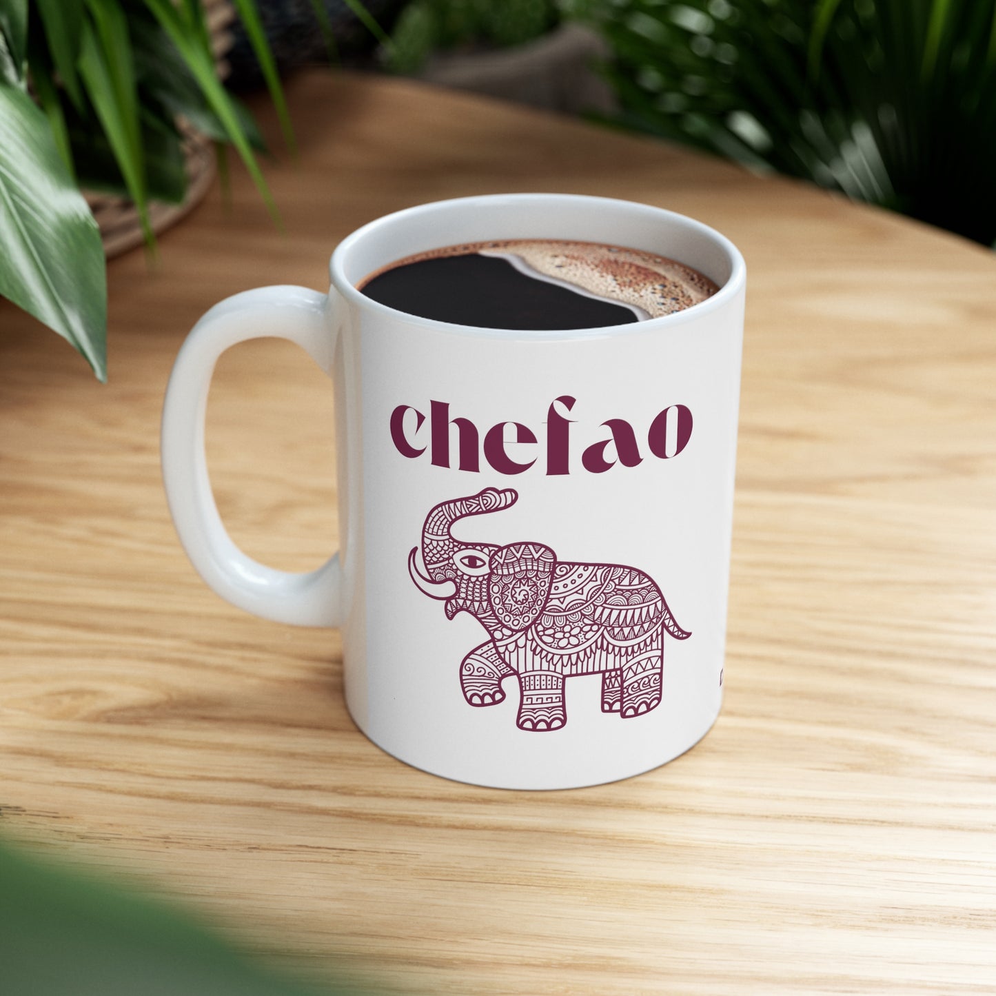 Chefao Elephant III, White Coffee Mug, 11oz