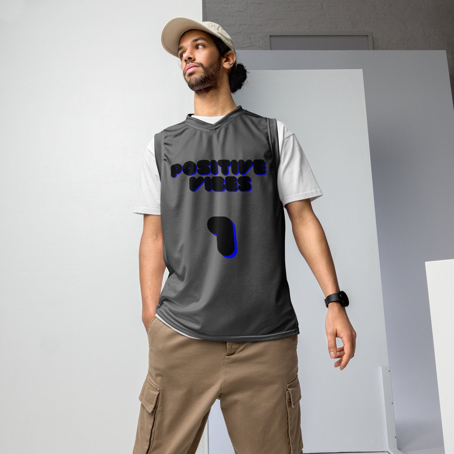 Chefao Positive Vibes I, Recycled unisex basketball jersey