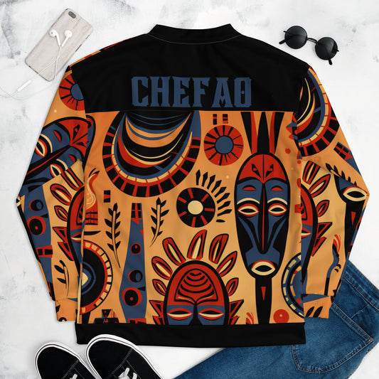 Chefao African Masks I, Unisex Bomber Jacket