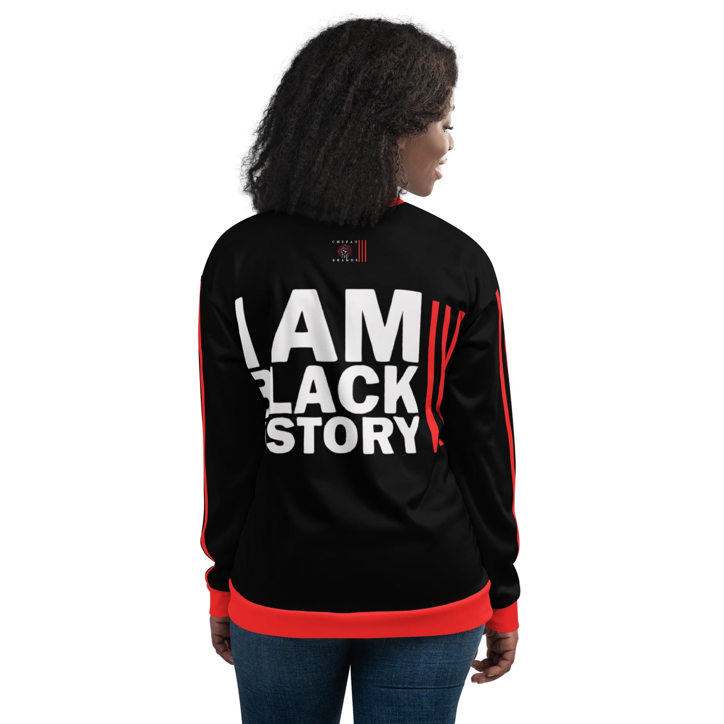 Chefao I Am Black History I, Unisex Bomber Jacket (Black)