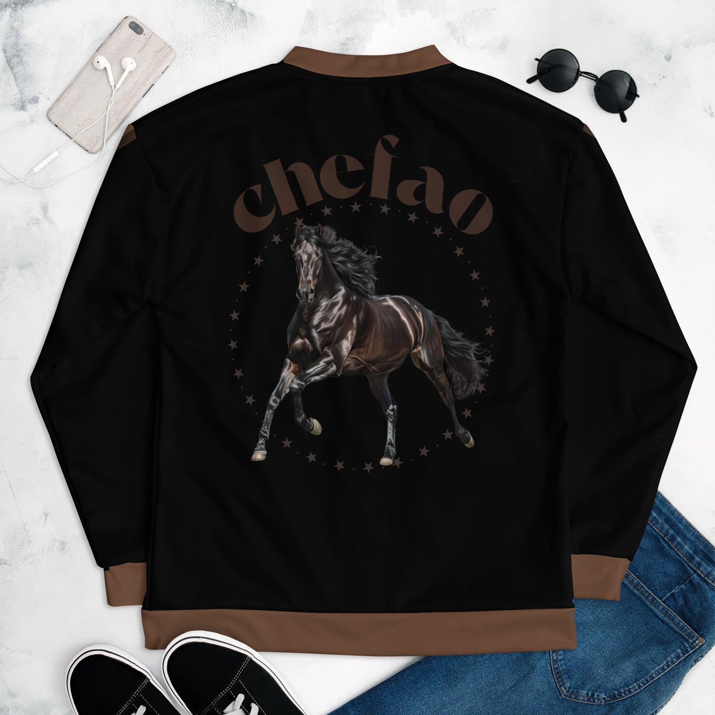 Chefao Horse III, Unisex Bomber Jacket (Black)