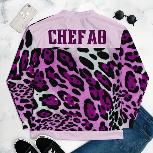 Chefao Leopard Print I, Unisex Bomber Jacket Purple