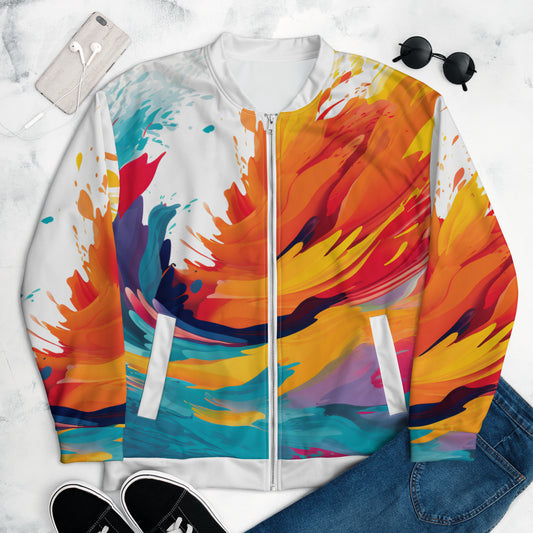 Chefao Muli-Colored Waves I, Unisex Bomber Jacket