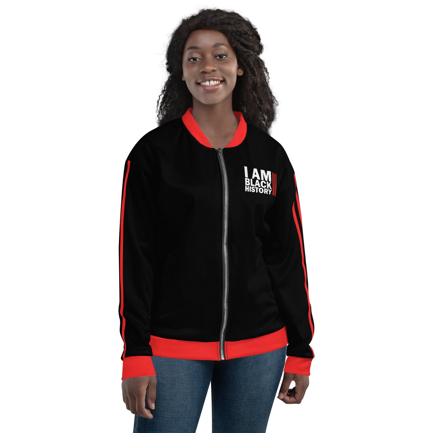 Chefao I Am Black History I, Unisex Bomber Jacket (Black)