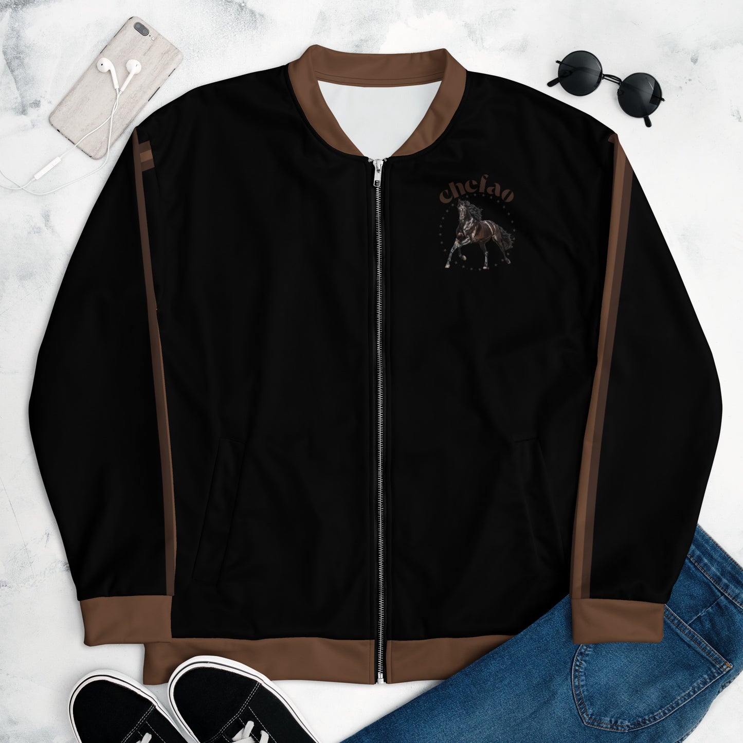 Chefao Horse III, Unisex Bomber Jacket (Black)