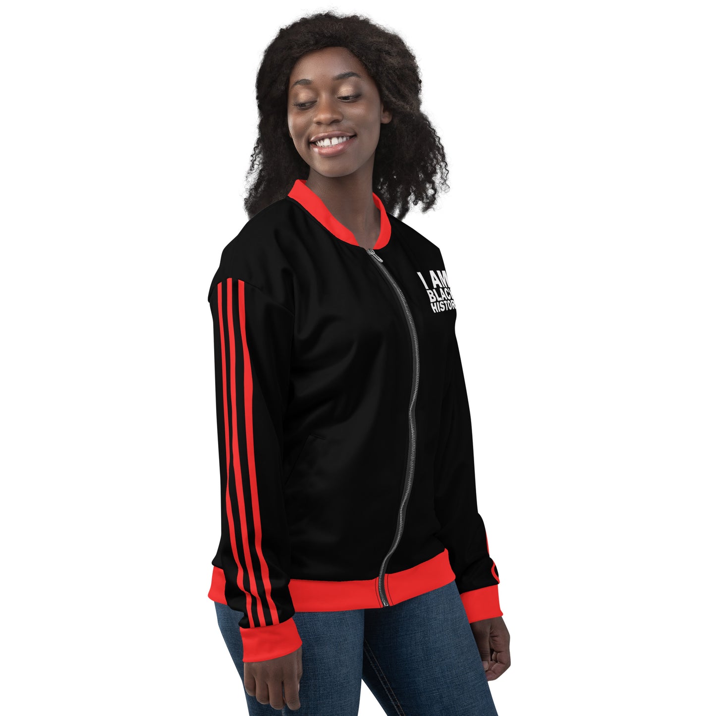 Chefao I Am Black History I, Unisex Bomber Jacket (Black)