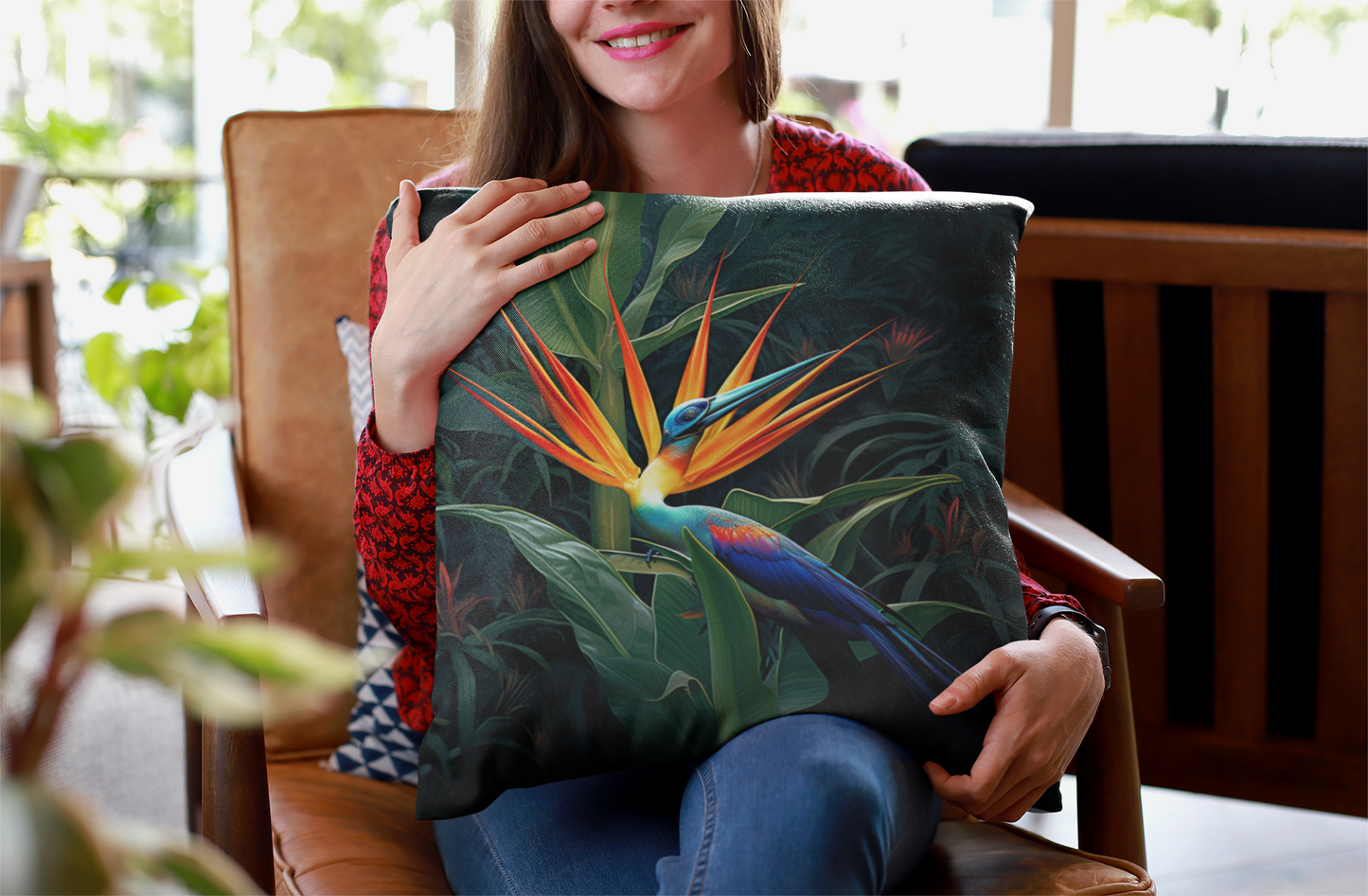 Bird of Paradise, Spun Polyester Square Pillow