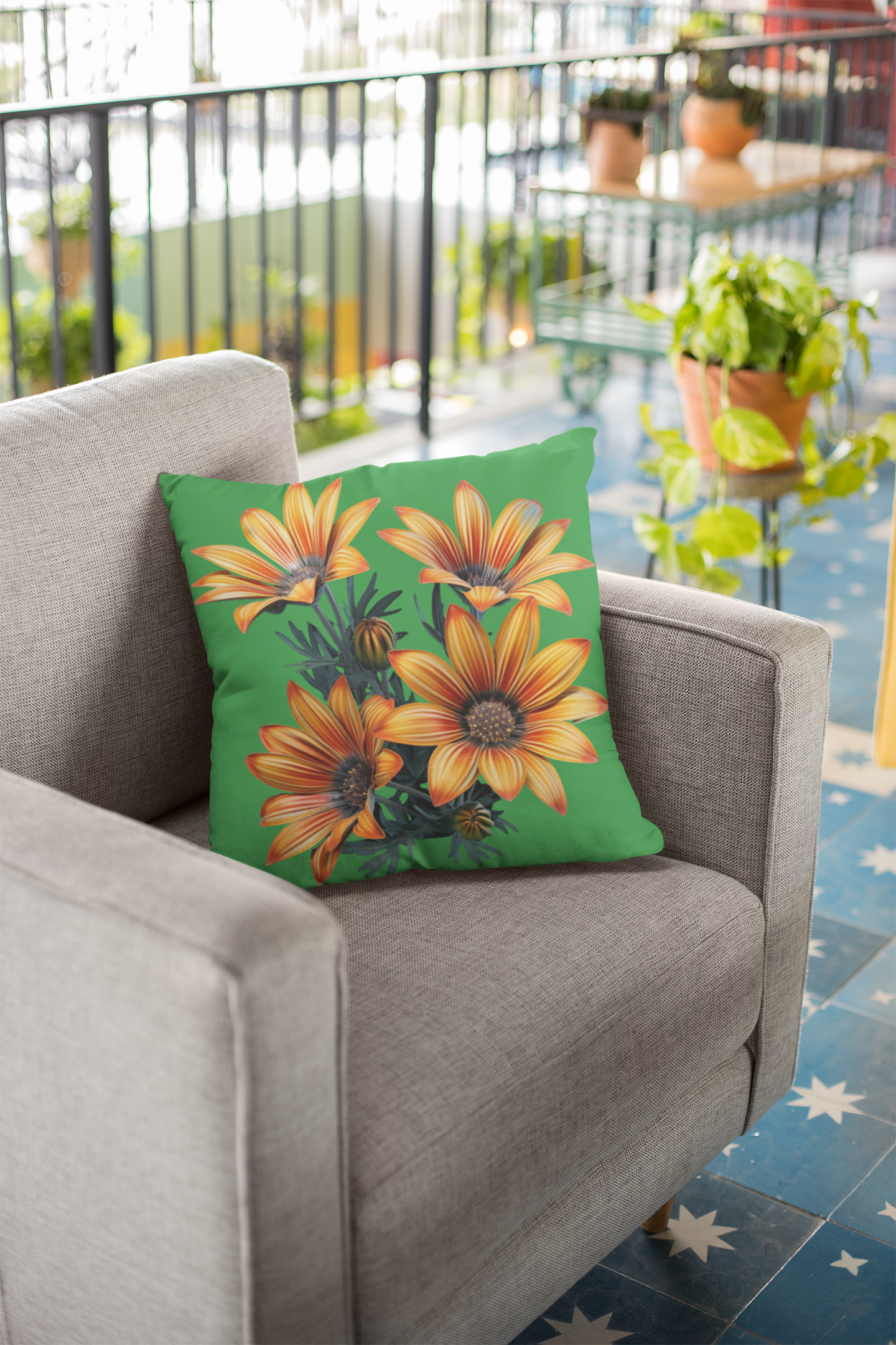 Gazania Flowers, Spun Polyester Square Pillow