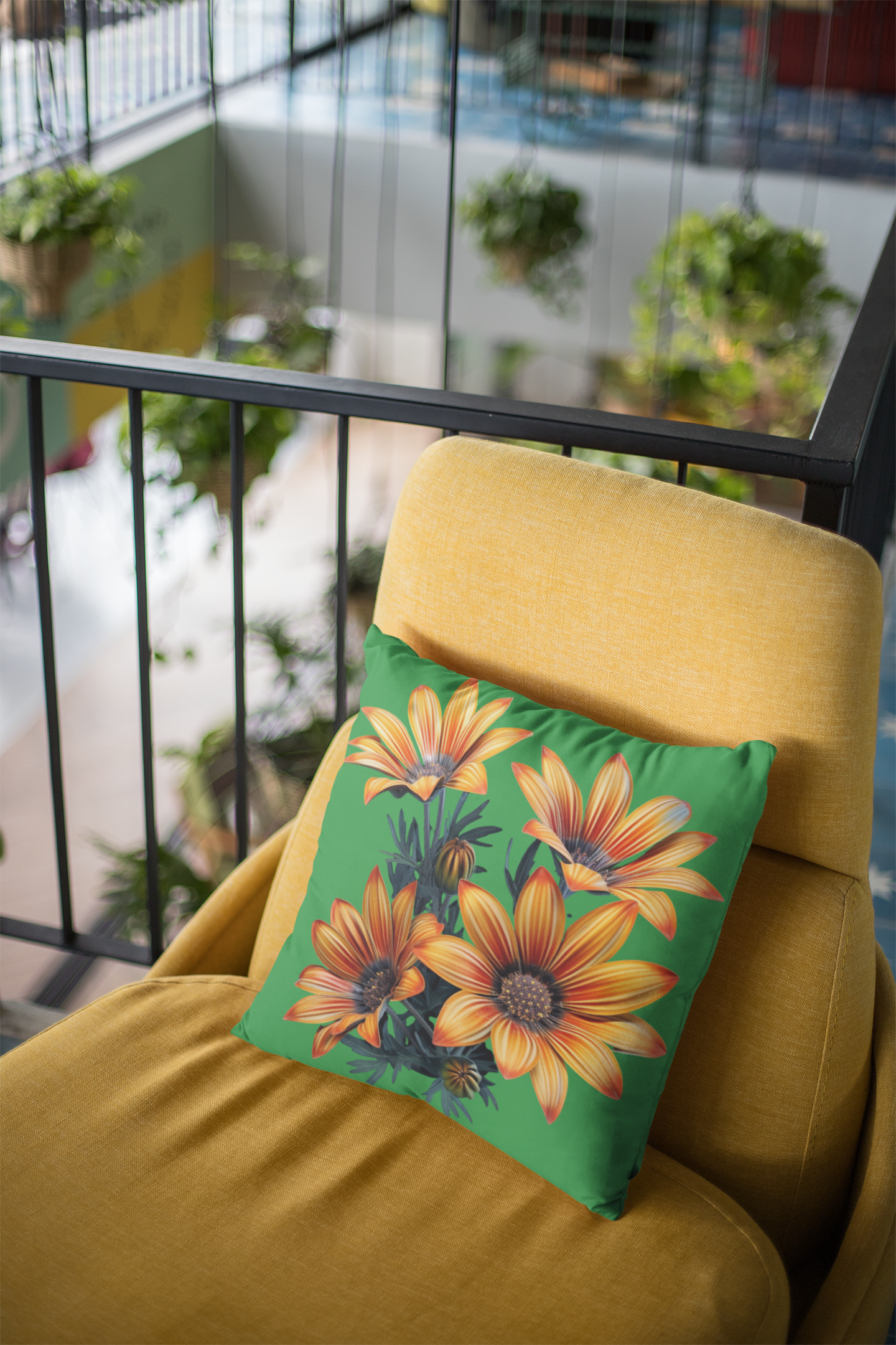 Gazania Flowers, Spun Polyester Square Pillow