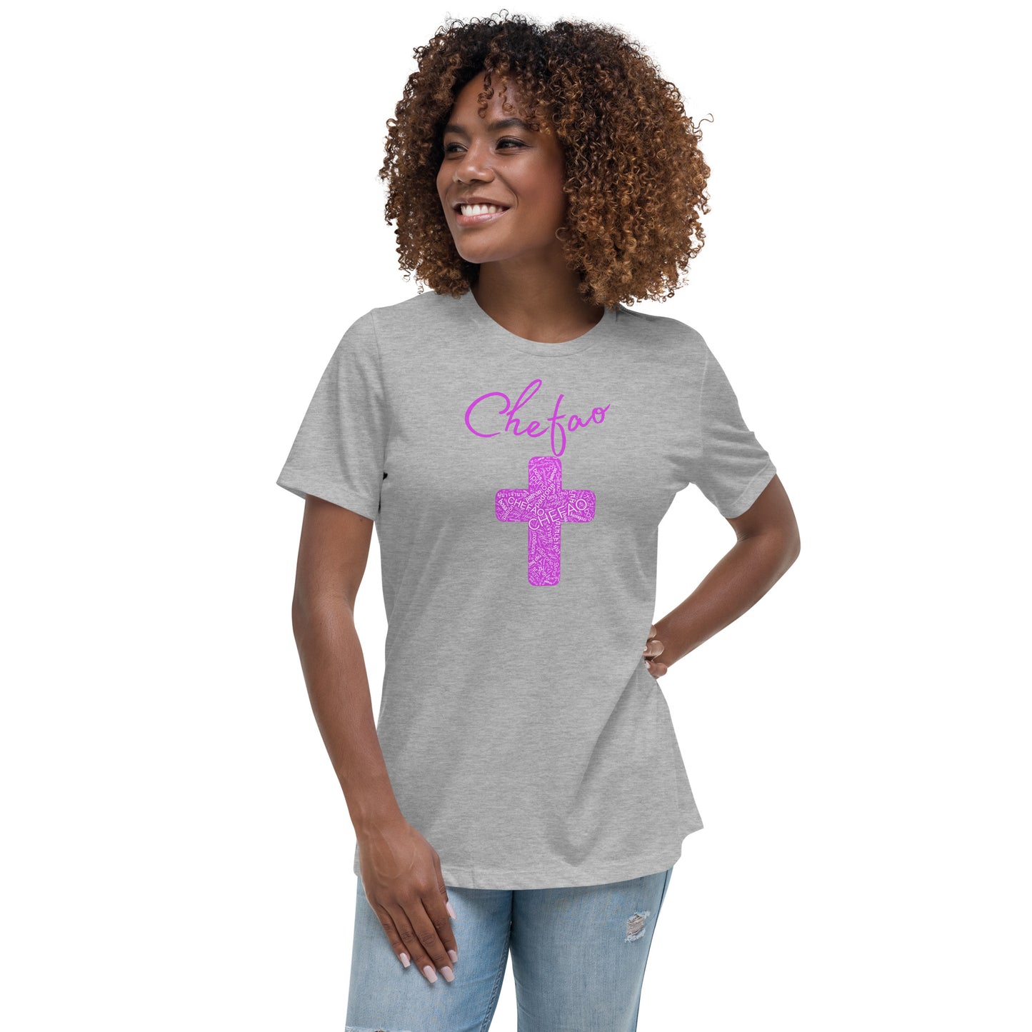 Chefao Cross I Pink, Women's Relaxed T-Shirt