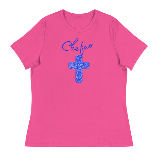 Chefao Cross I Blue, Women's Relaxed T-Shirt