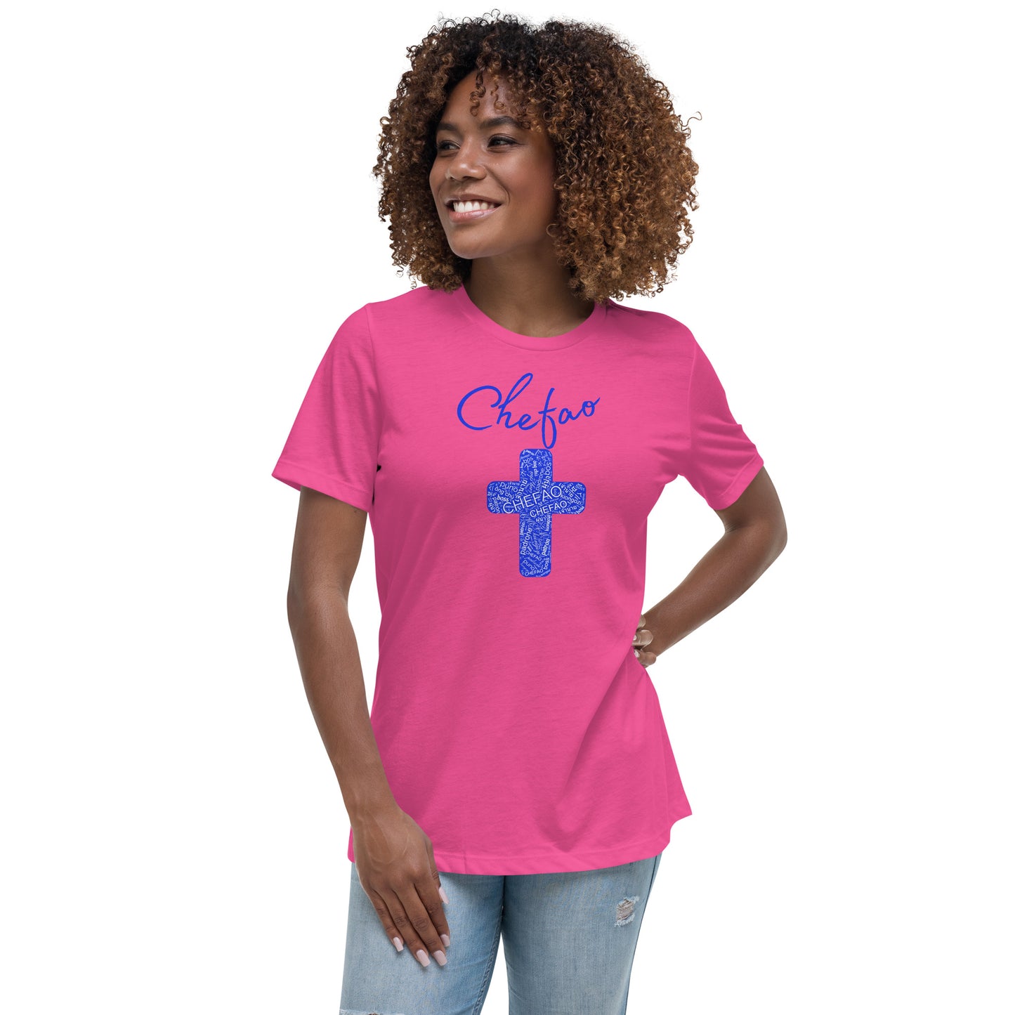 Chefao Cross I Blue, Women's Relaxed T-Shirt