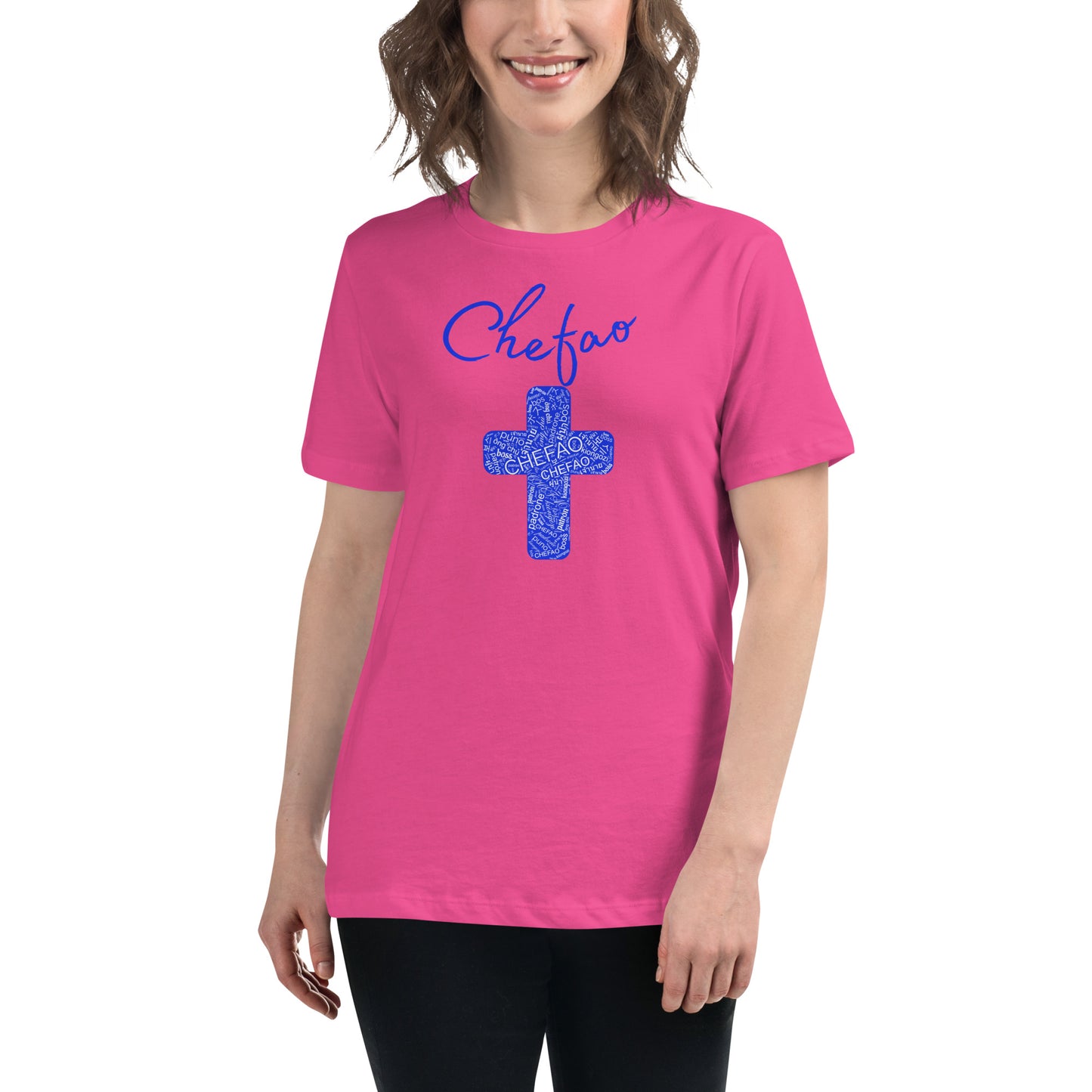 Chefao Cross I Blue, Women's Relaxed T-Shirt