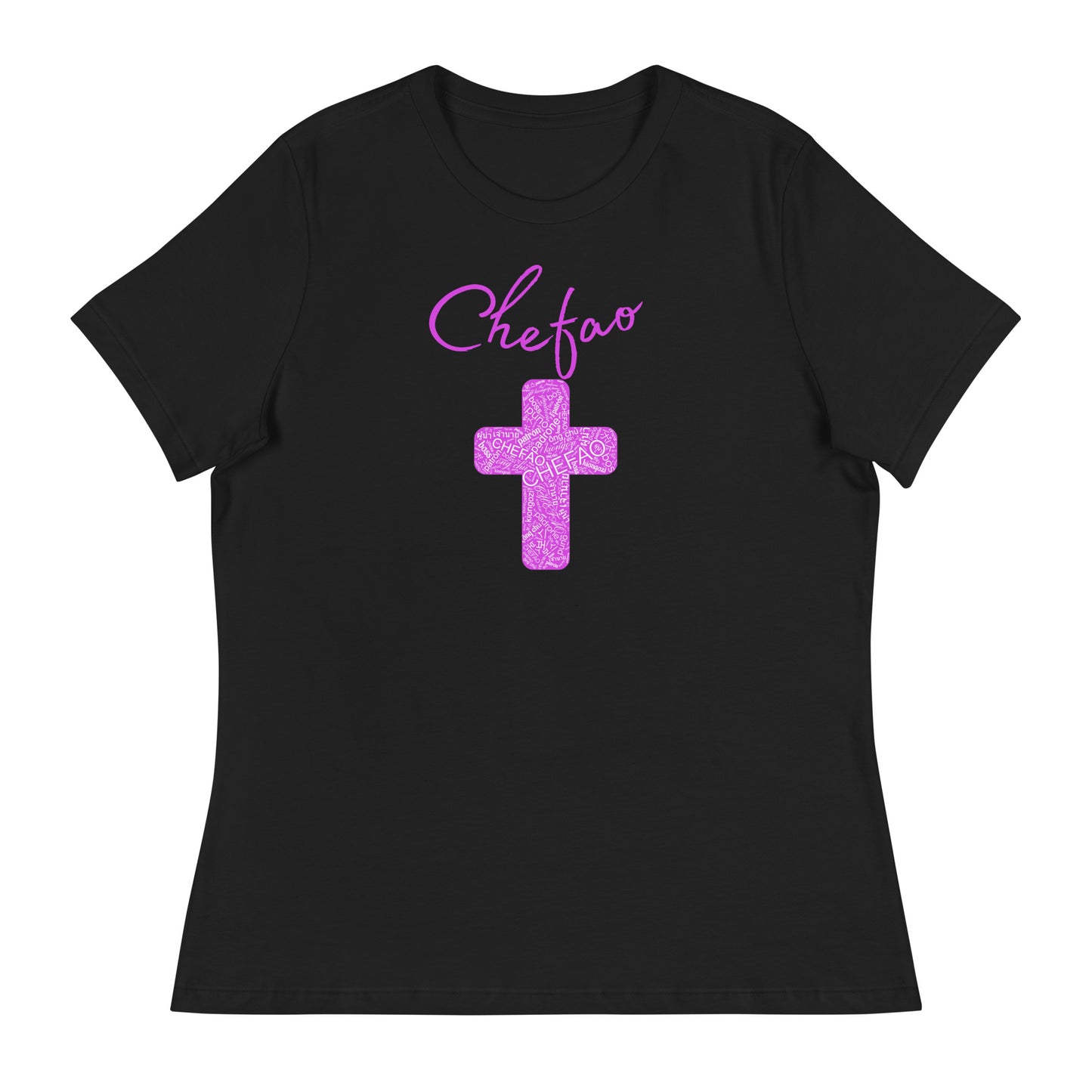 Chefao Cross I Pink, Women's Relaxed T-Shirt