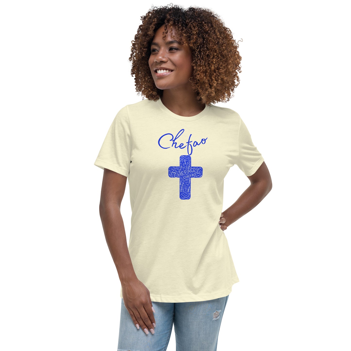 Chefao Cross I Blue, Women's Relaxed T-Shirt