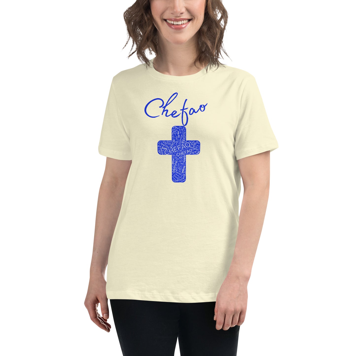 Chefao Cross I Blue, Women's Relaxed T-Shirt