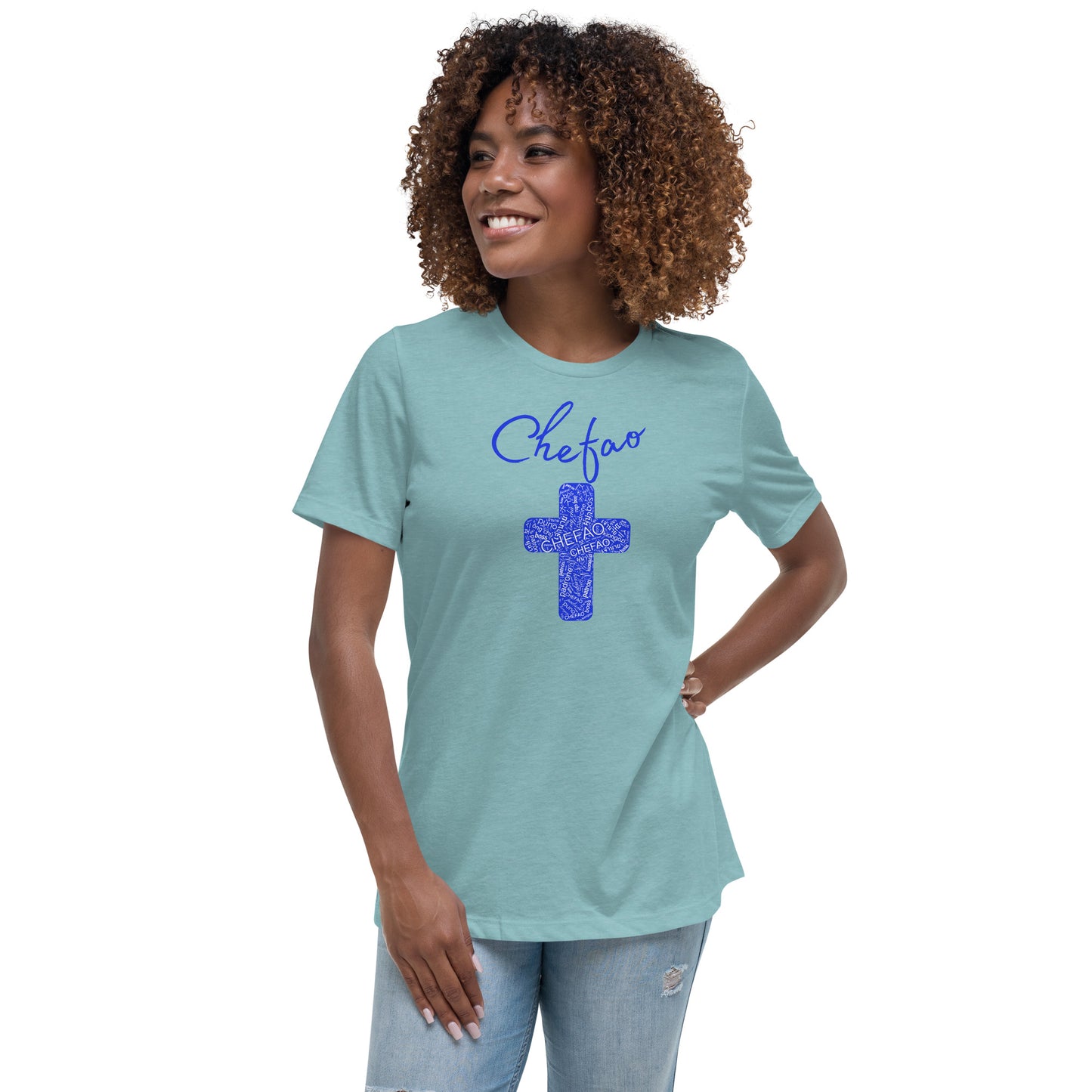 Chefao Cross I Blue, Women's Relaxed T-Shirt