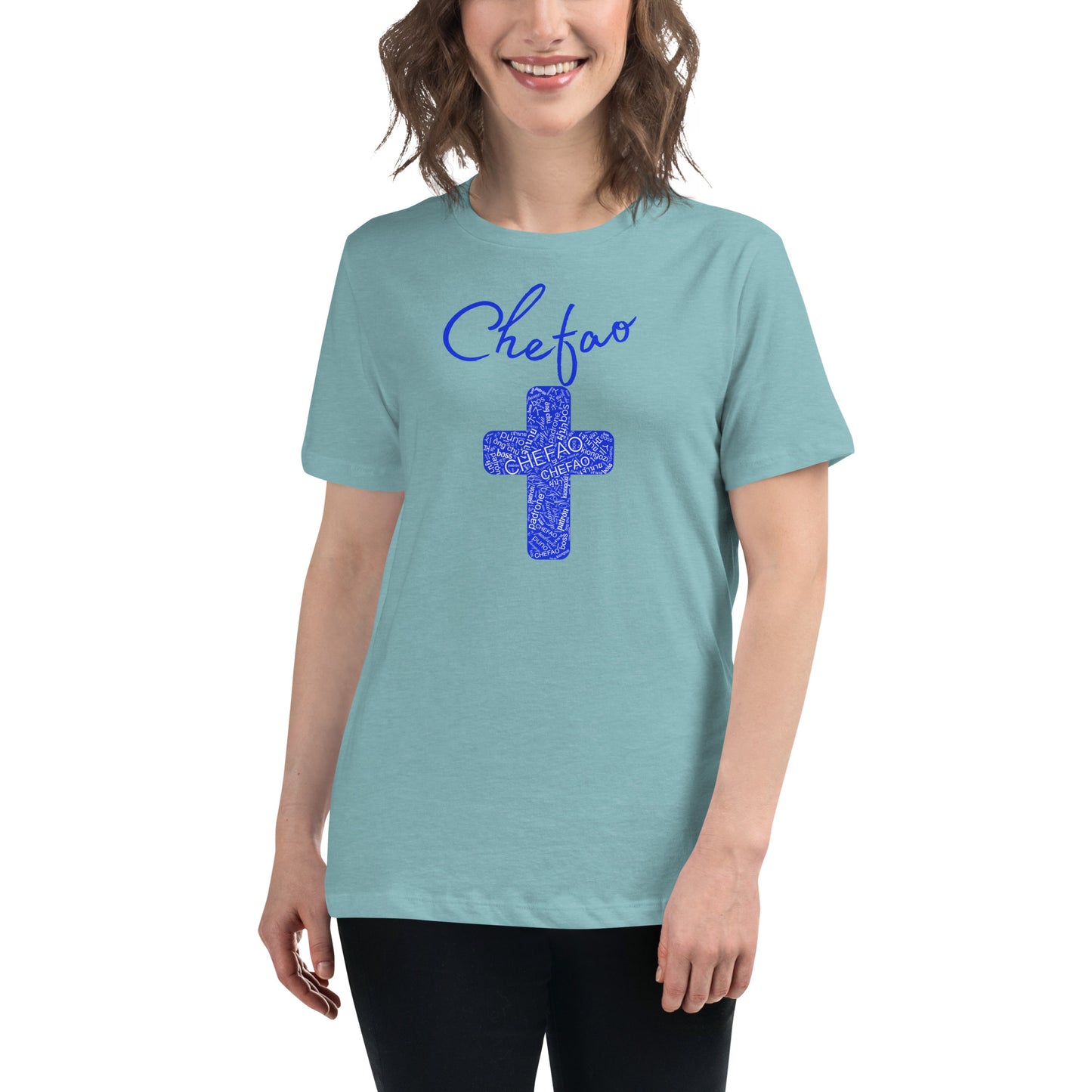 Chefao Cross I Blue, Women's Relaxed T-Shirt