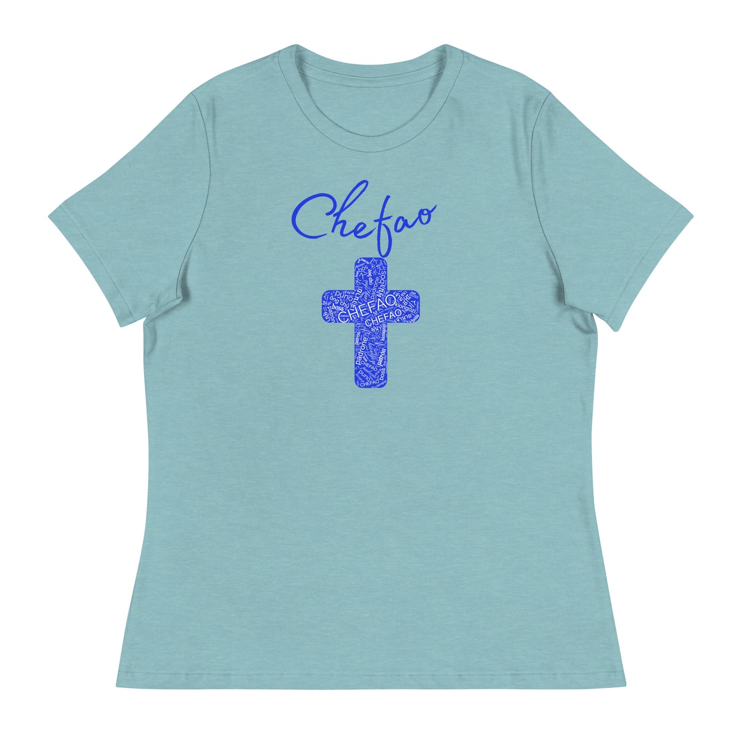 Chefao Cross I Blue, Women's Relaxed T-Shirt