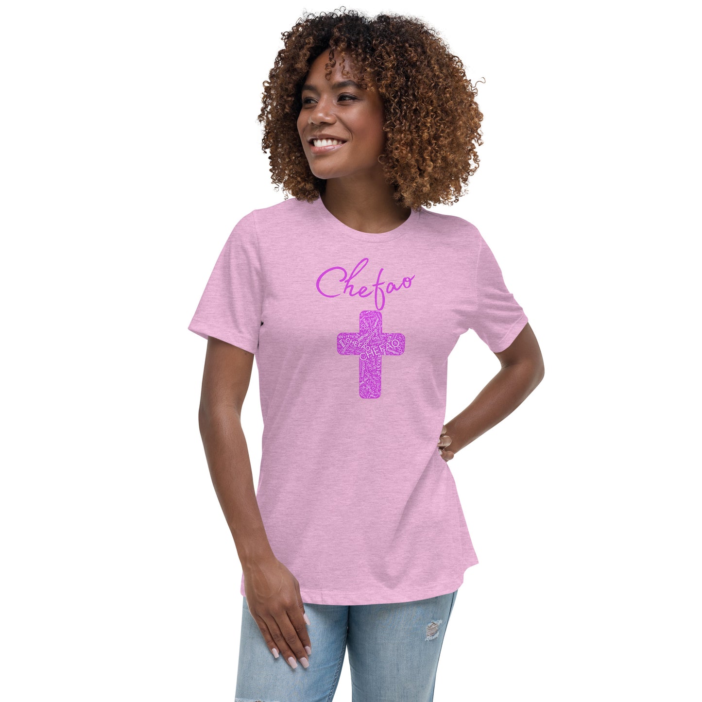 Chefao Cross I Pink, Women's Relaxed T-Shirt