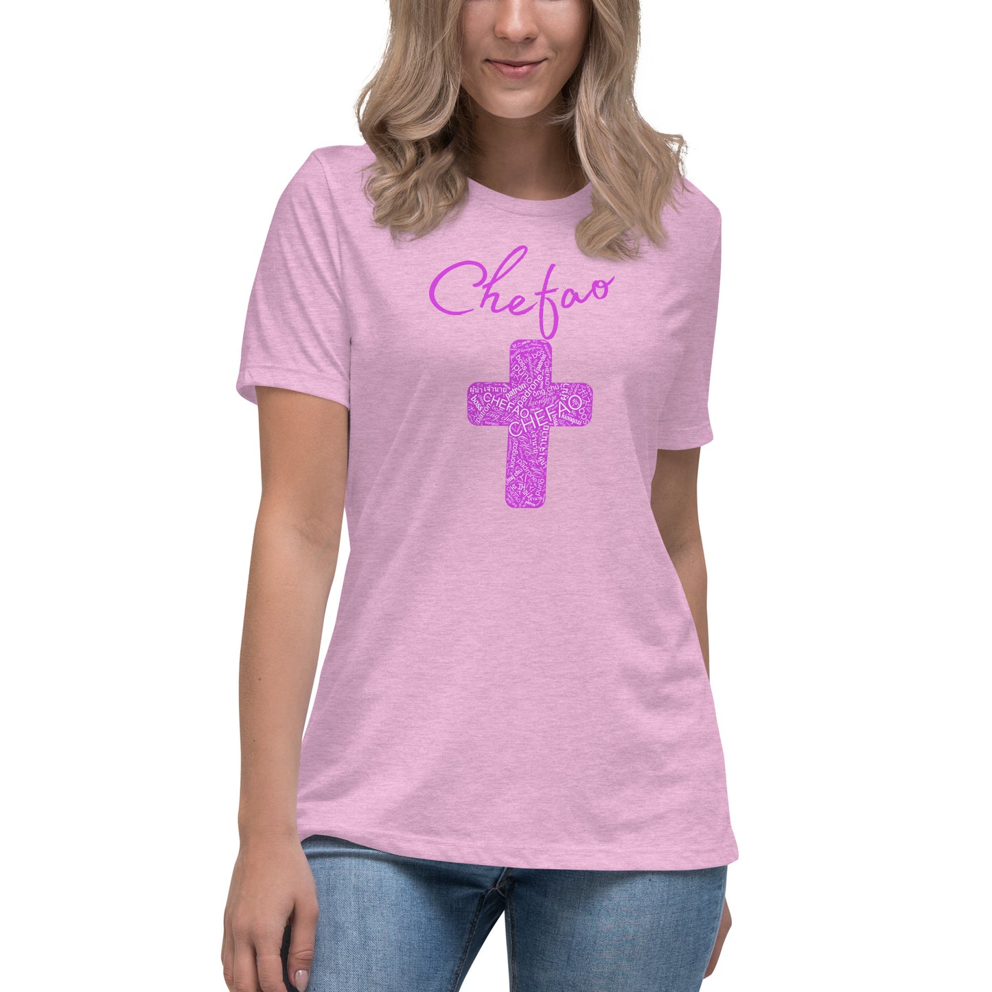 Chefao Cross I Pink, Women's Relaxed T-Shirt