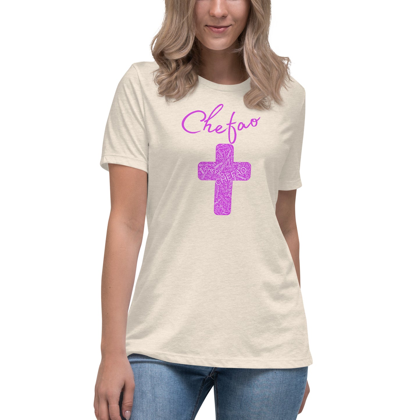 Chefao Cross I Pink, Women's Relaxed T-Shirt