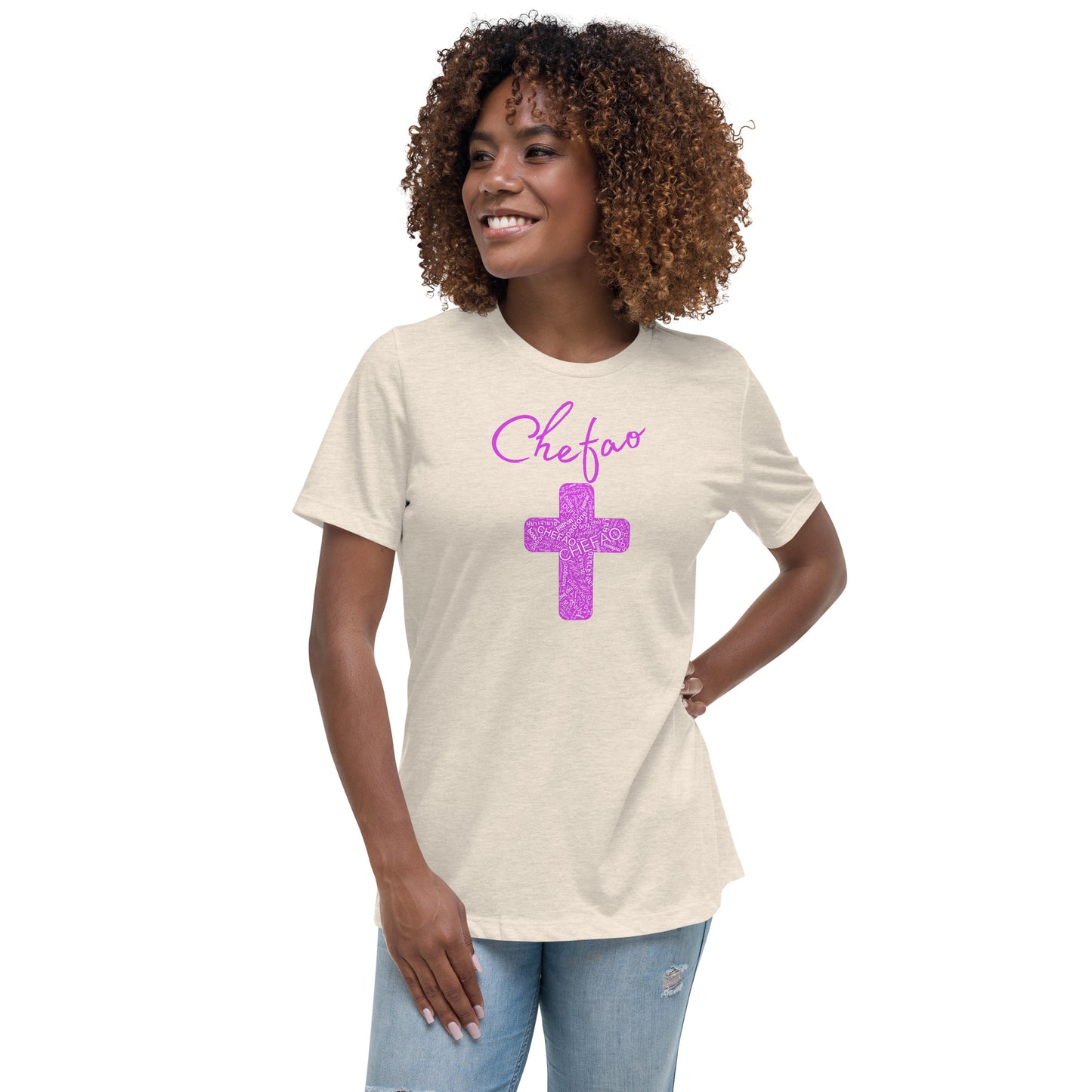 Chefao Cross I Pink, Women's Relaxed T-Shirt