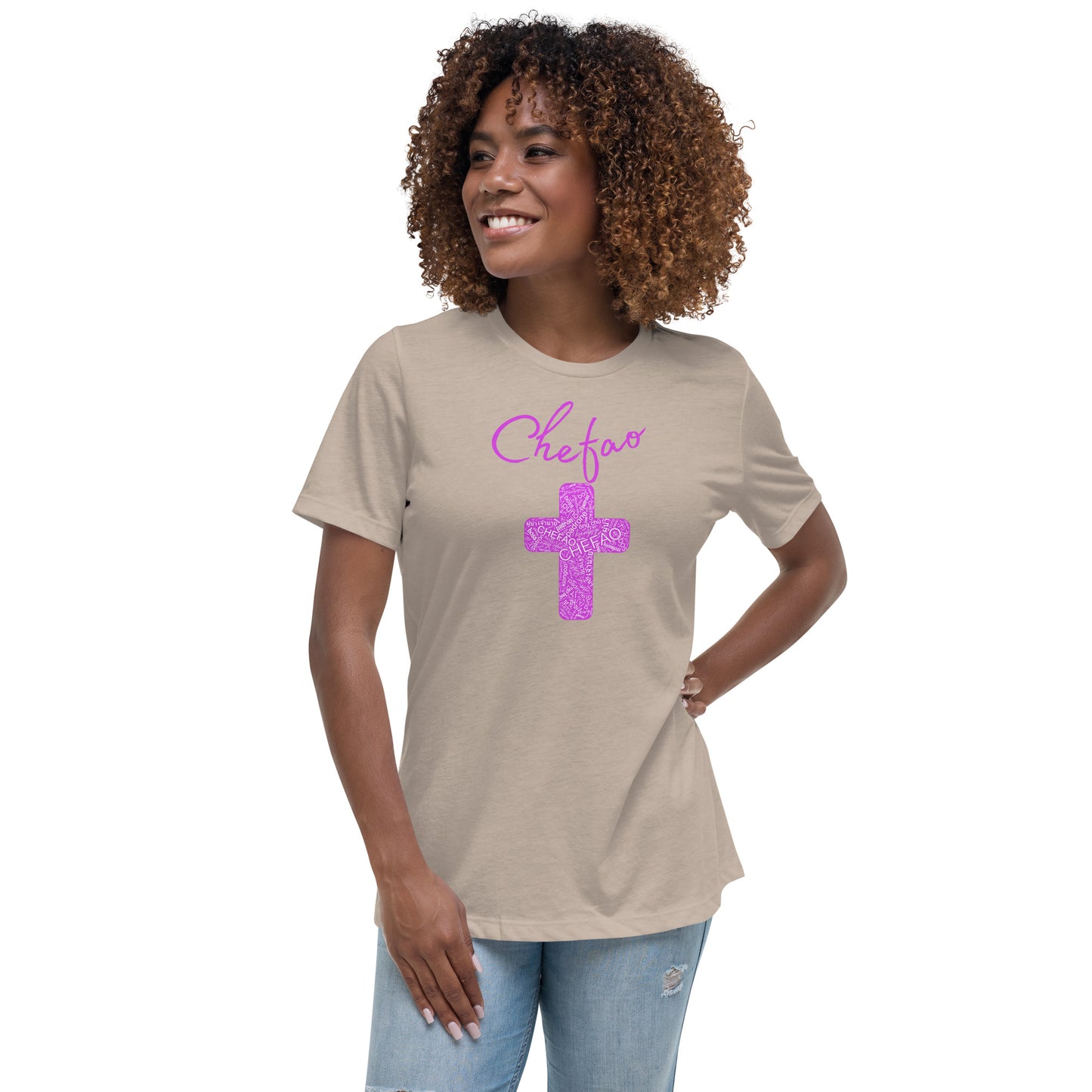 Chefao Cross I Pink, Women's Relaxed T-Shirt