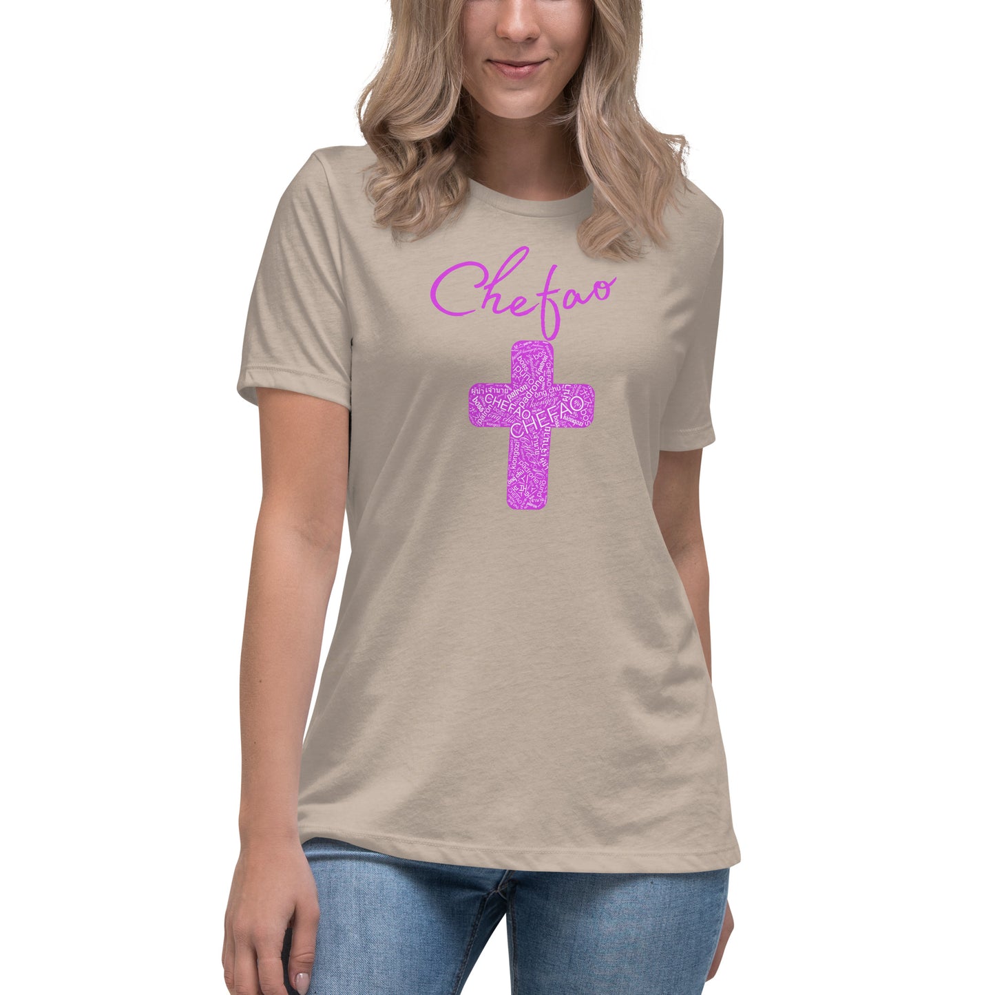 Chefao Cross I Pink, Women's Relaxed T-Shirt