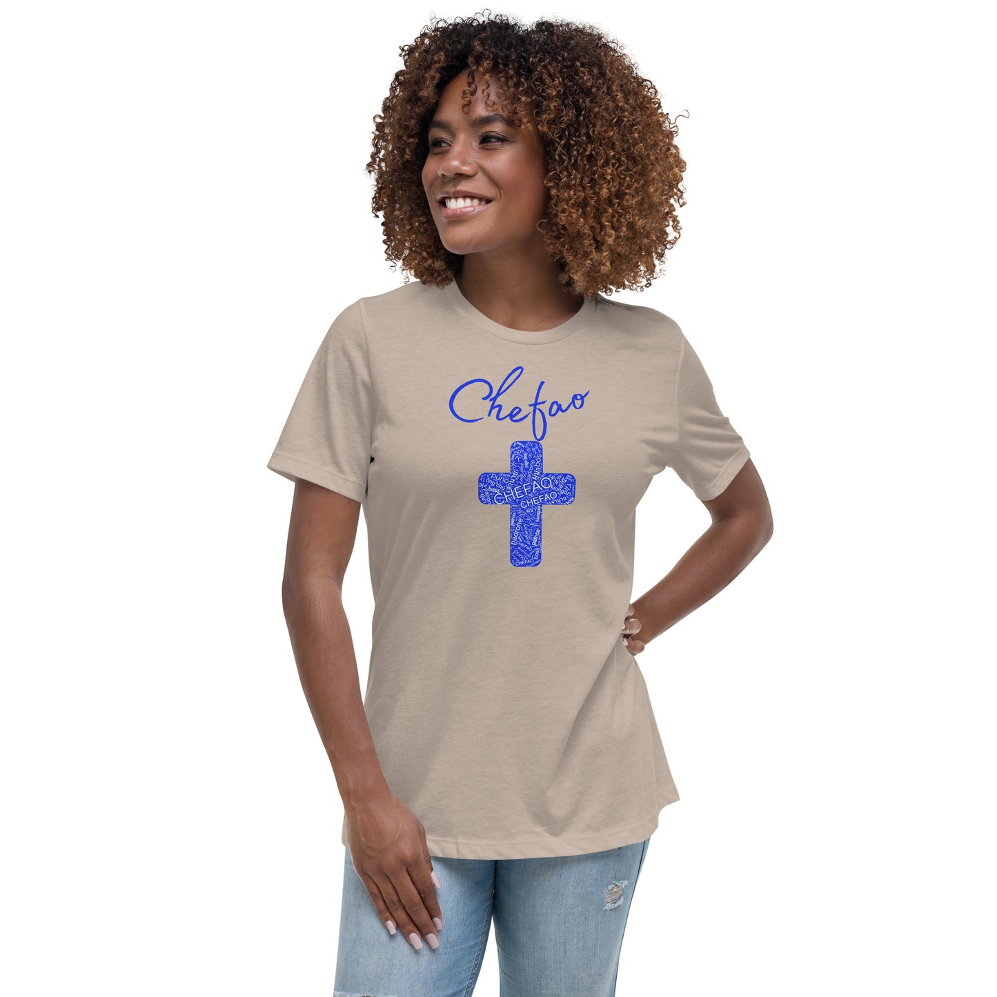 Chefao Cross I Blue, Women's Relaxed T-Shirt