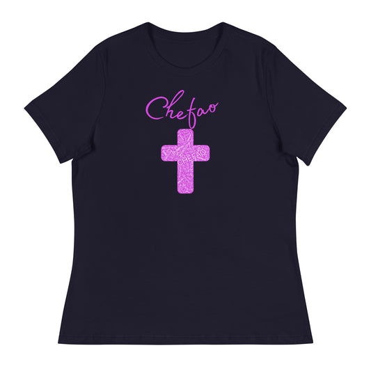 Chefao Cross I Pink, Women's Relaxed T-Shirt