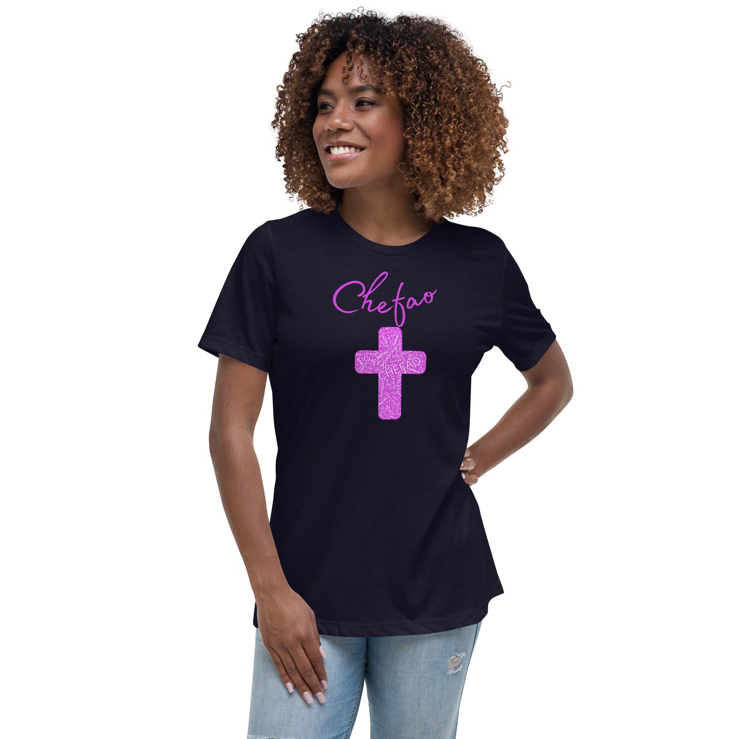 Chefao Cross I Pink, Women's Relaxed T-Shirt