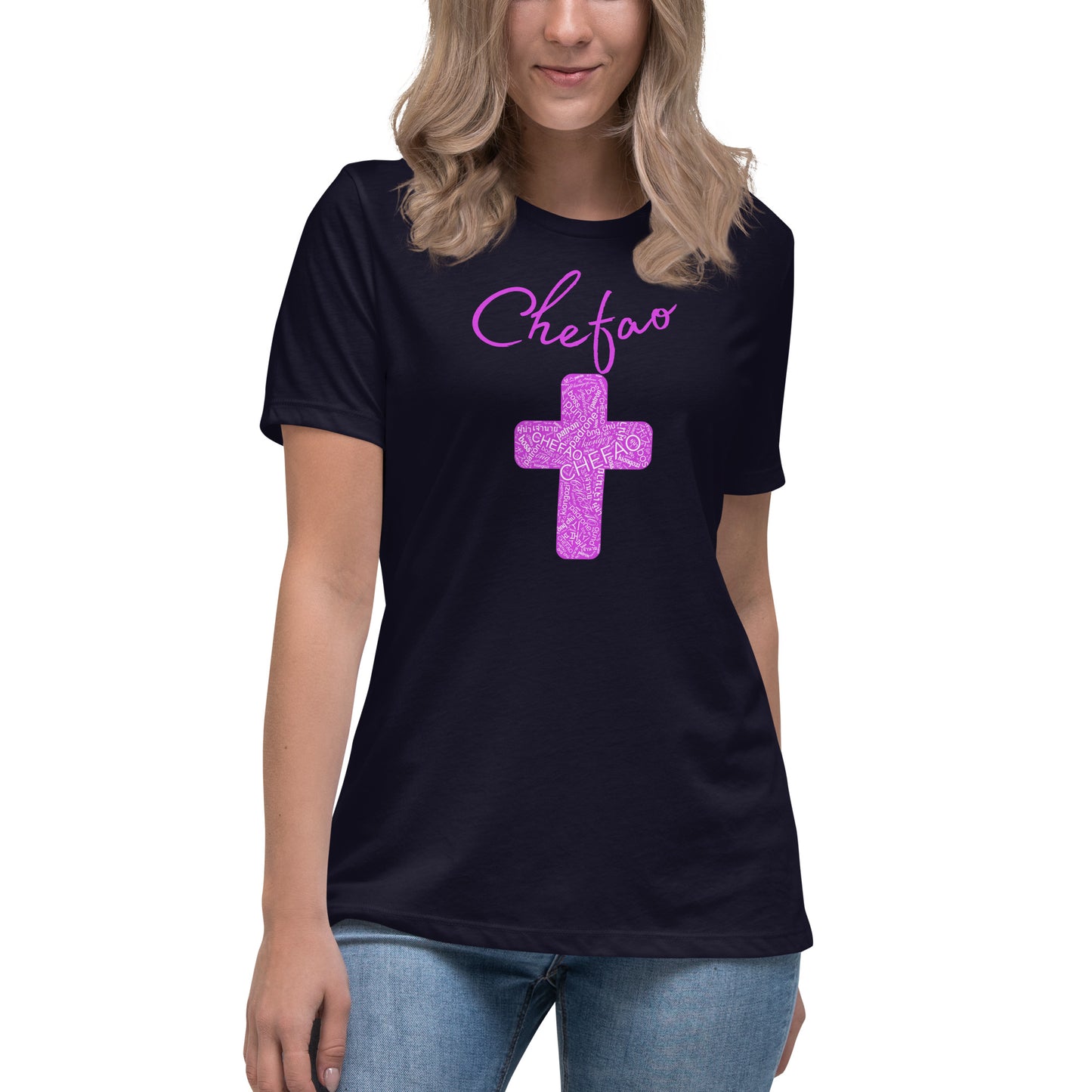 Chefao Cross I Pink, Women's Relaxed T-Shirt