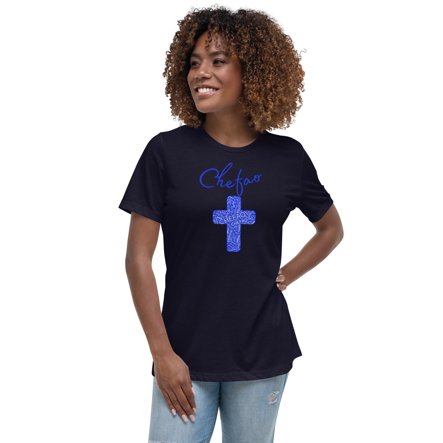 Chefao Cross I Blue, Women's Relaxed T-Shirt