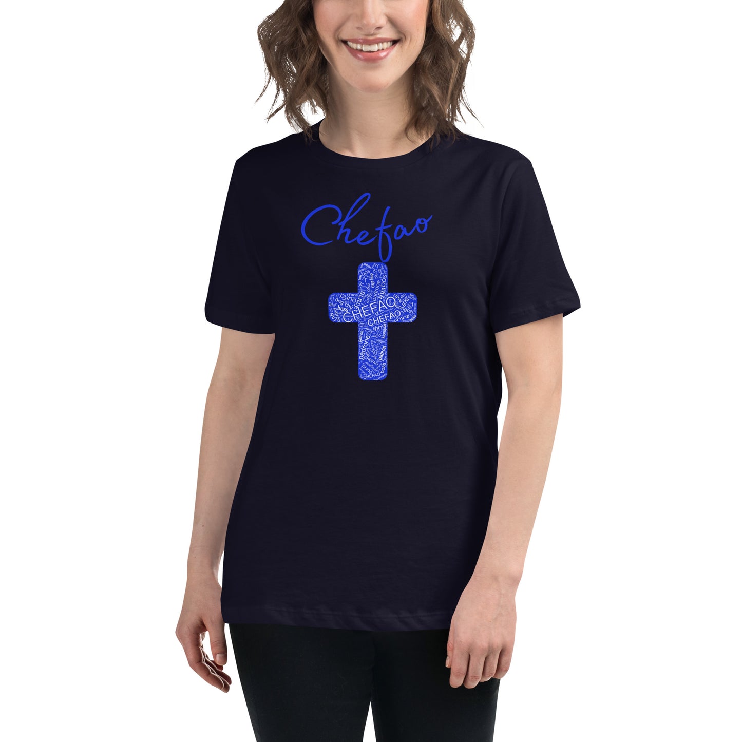 Chefao Cross I Blue, Women's Relaxed T-Shirt