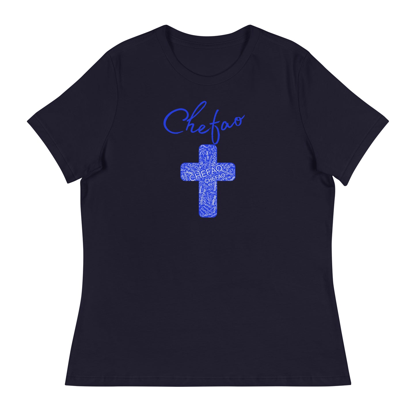 Chefao Cross I Blue, Women's Relaxed T-Shirt