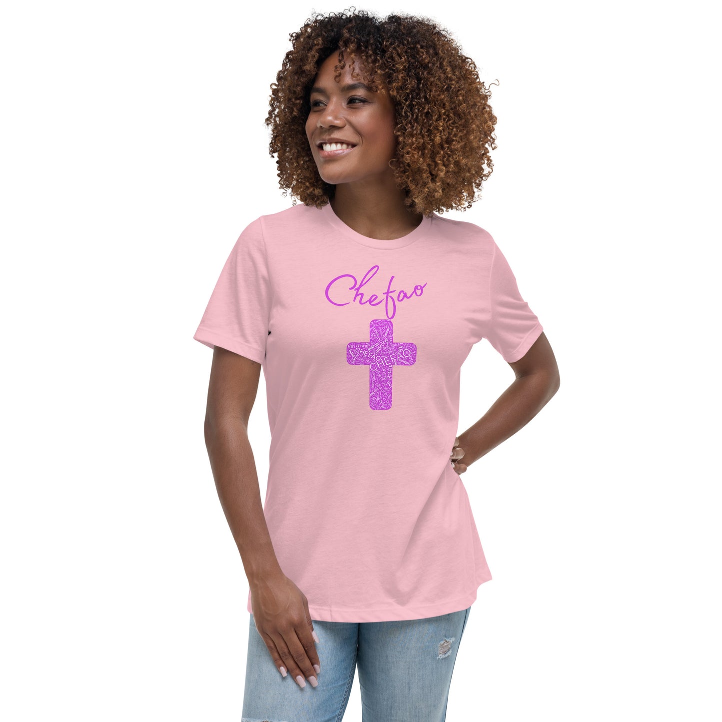 Chefao Cross I Pink, Women's Relaxed T-Shirt