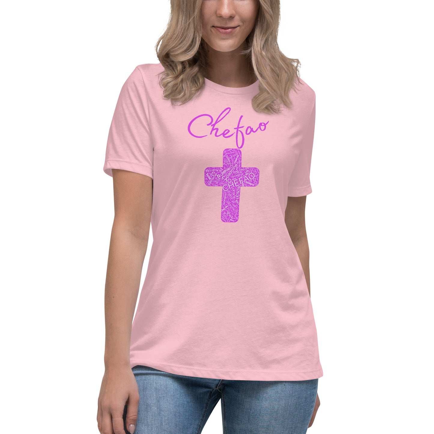 Chefao Cross I Pink, Women's Relaxed T-Shirt