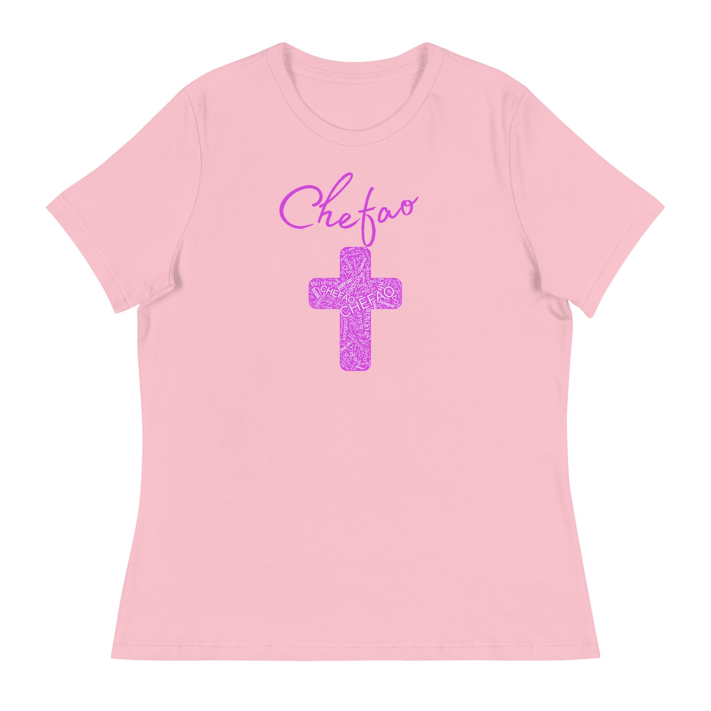 Chefao Cross I Pink, Women's Relaxed T-Shirt