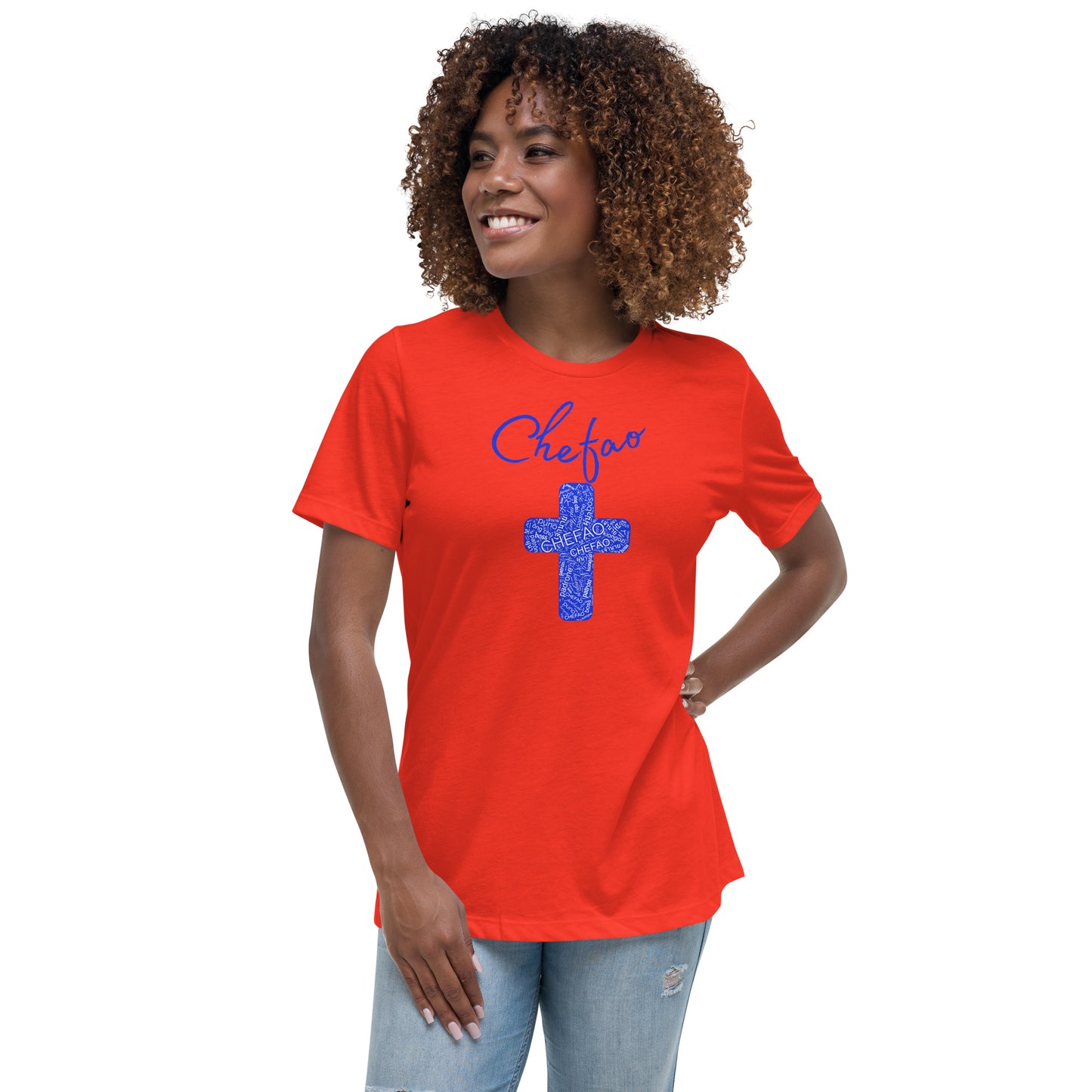 Chefao Cross I Blue, Women's Relaxed T-Shirt