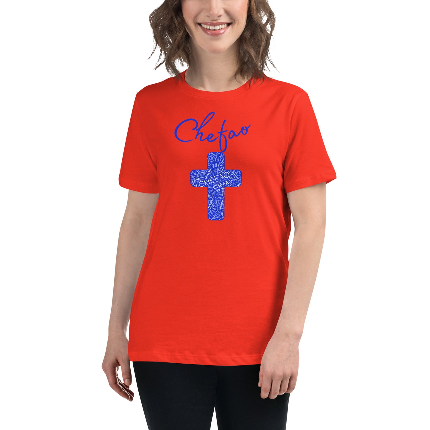 Chefao Cross I Blue, Women's Relaxed T-Shirt